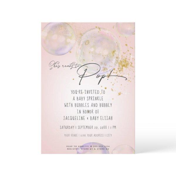 Rainbow Bubbles Ready to Pop Girl Baby Shower Pink