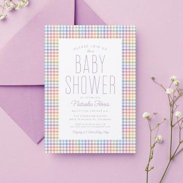 Rainbow gingham plaid cute pastel