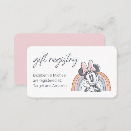 Rainbow Minnie Mouse |  Baby Shower Gift Registry Enclosure Card