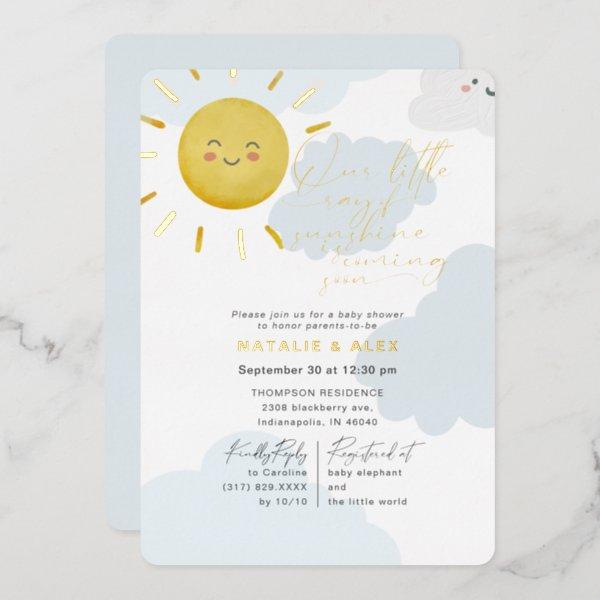 Ray of Sunshine Clouds Boy Baby Shower Foil