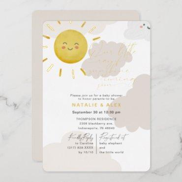 Ray of Sunshine Clouds Gender Neutral Baby Shower Foil