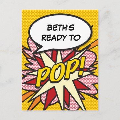 Ready to POP Baby Shower Fun Retro Comic Book Pop Invitation Postcard