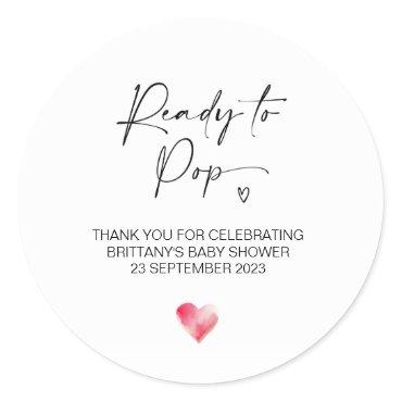 Ready To Pop Cute Baby Shower Favor Elegant Classic Round Sticker