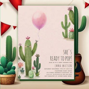 Ready to Pop Girl Balloon Cactus Green