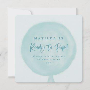 Ready to pop watercolor balloon baby shower invite