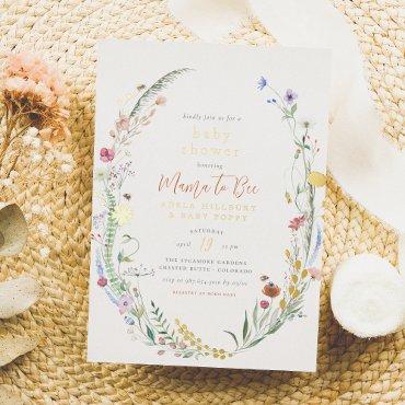 Real Foil Mom To Bee Chic Boho Girl Baby Shower Foil