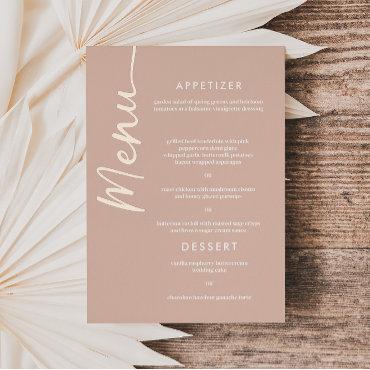 Real Rose Gold Foil Modern Font Wedding Menu Card