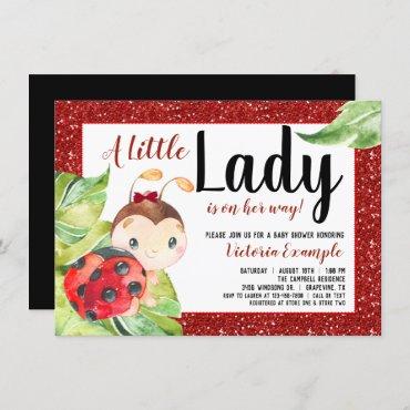 Red Black Ladybug Baby Shower Invitation