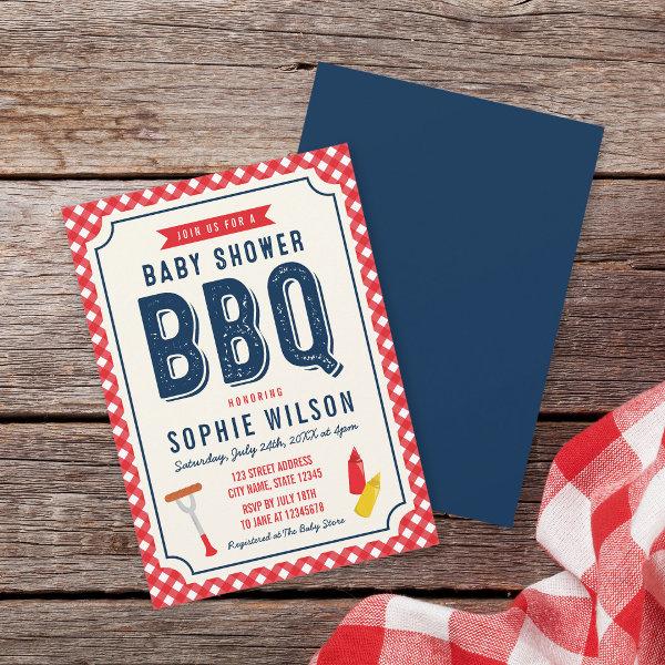 Red Gingham and Blue Baby Shower BBQ