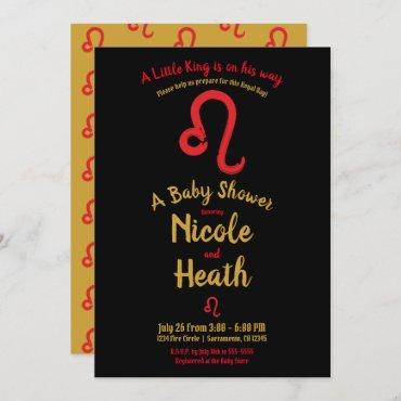 Red LEO Zodiac July August Astrology Baby Shower  Invitation
