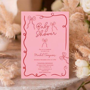 Red pink bows ribbon illustrations