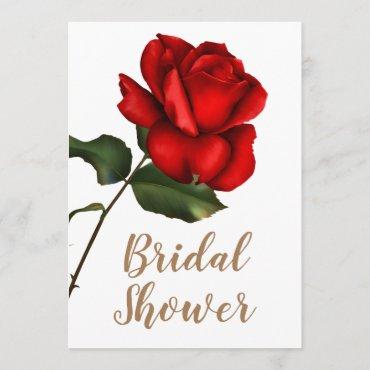 Red Rose White Floral Chic Elegant Bridal Shower