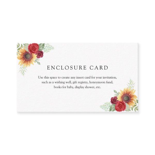 Red Roses and Sunflowers  Enclosure Card