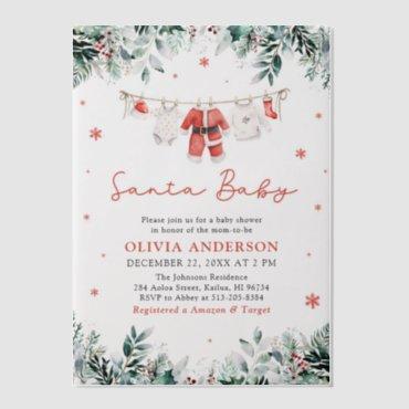 Red Santa Baby Christmas Clothesline Baby Shower Vellum