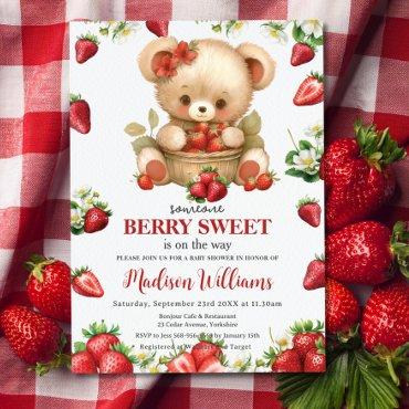 Red Strawberries Berry Sweet Bear Baby Shower