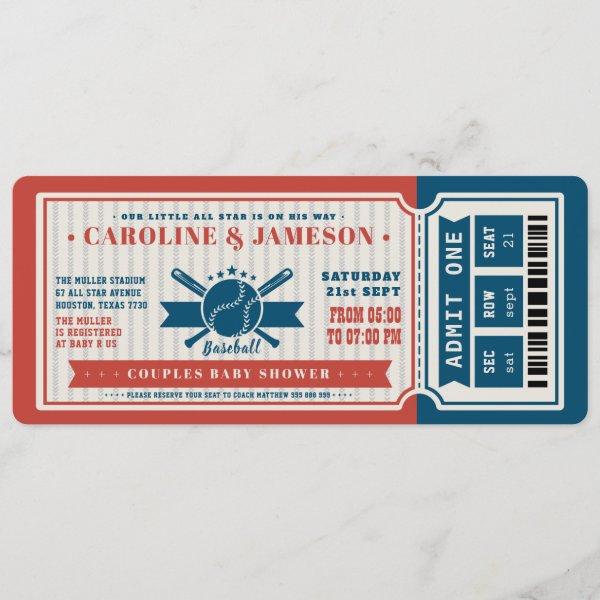 Red Vintage Baseball Ticket Couples