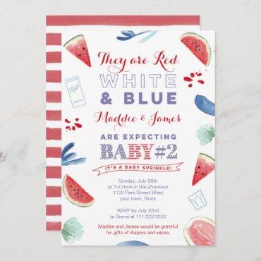 Red White Blue Summer Baby Sprinkle Invite Cards