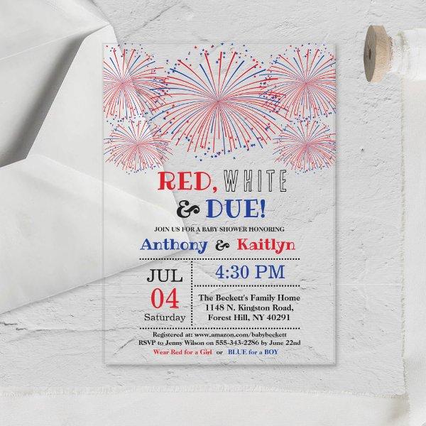 Red, White & Due! 4th Of July Baby Shower Acrylic