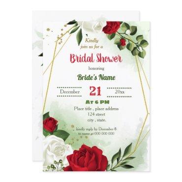red white floral greenery geometric bridal shower