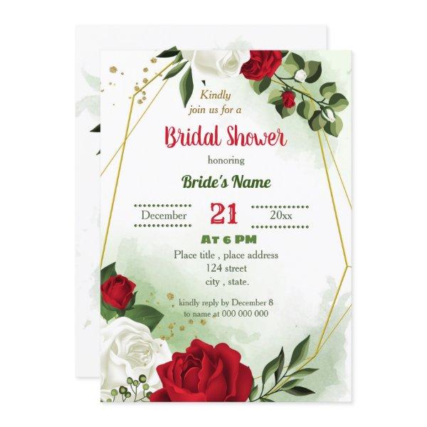 red white floral greenery geometric bridal shower