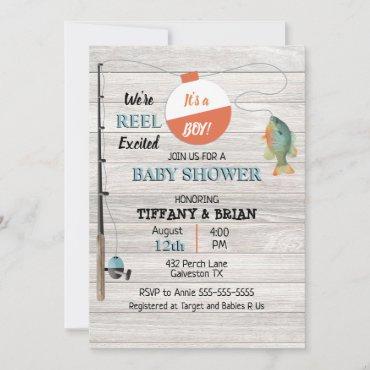Reel Excited Fishing Boy Baby Shower Invitation