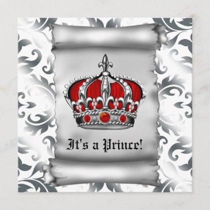 Regal Royal Red Prince Baby Shower Invitation