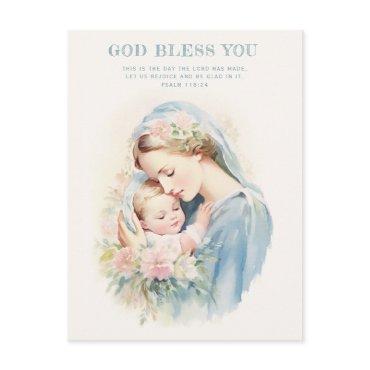Religious Blessed Mother Mary Baby Jesus Floral  Postcard