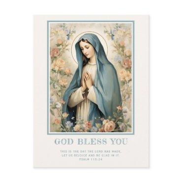 Religious Blessed Mother Mary Floral Catholic Postcard