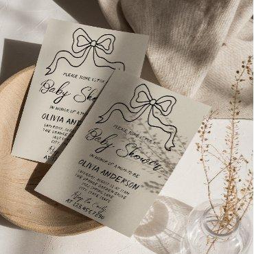 Retro Hand Written Drawn Ribbon Bow Baby Shower