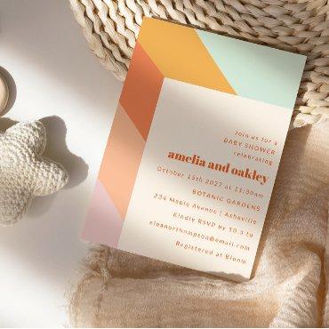 Retro Mint Orange Boho Stripes Couples