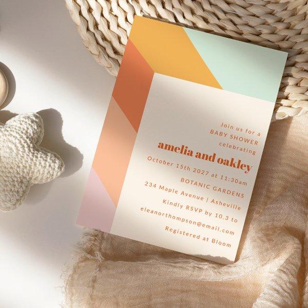 Retro Mint Orange Boho Stripes Couples