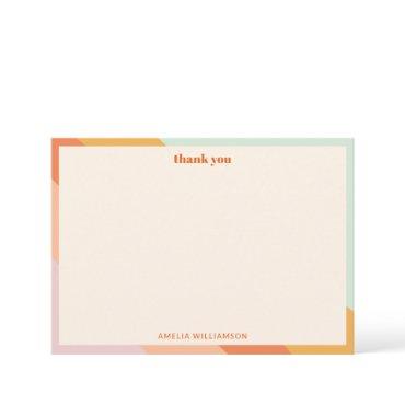 Retro Mint Orange Stripes Custom Baby Shower Cute Thank You Card