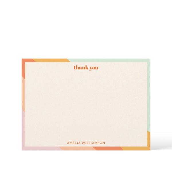 Retro Mint Orange Stripes Custom Baby Shower Cute Thank You Card