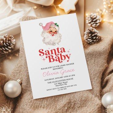 Retro Pink Santa Baby Holiday