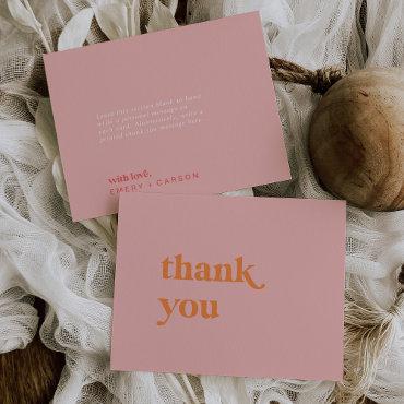 Retro Summer | Pink and Orange Wedding Thank You Card