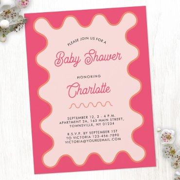 Retro Wavy Pink Curve  Postcard
