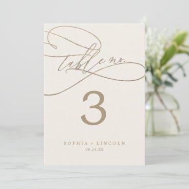 Romantic Gold and Ivory 5x7" Table Number