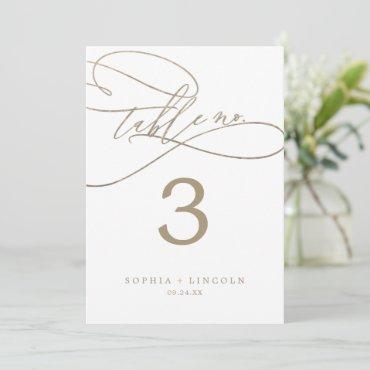 Romantic Gold Calligraphy 5x7" Table Number