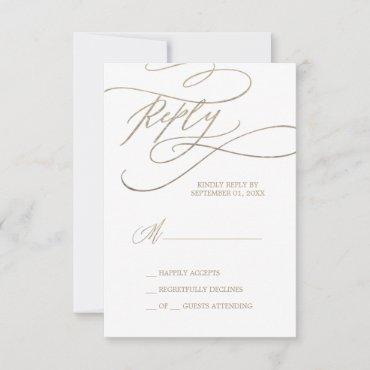 Romantic Gold Calligraphy Simple RSVP Card