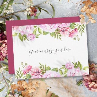Rose Garden Greenery Personalized Message Thank You Card