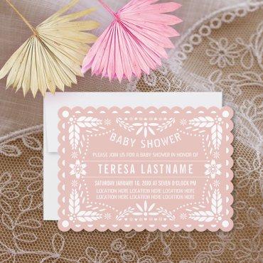 Rose gold and white papel picado
