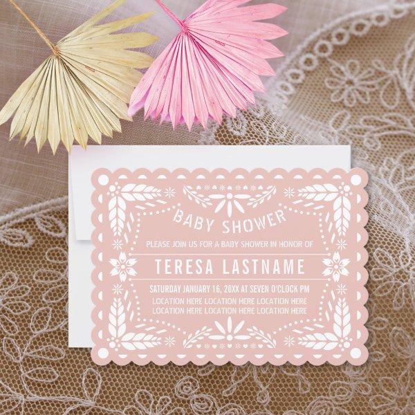 Rose gold and white papel picado