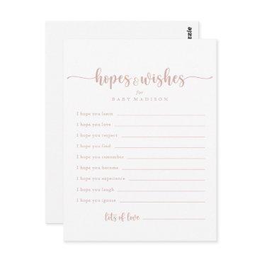 Rose Gold Baby Shower Hopes & Wishes Card