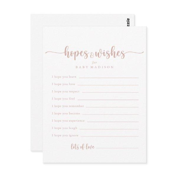 Rose Gold Baby Shower Hopes & Wishes Card