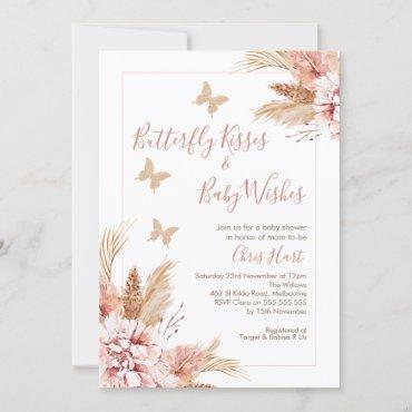 Rose Gold Boho Floral Butterfly Kisses