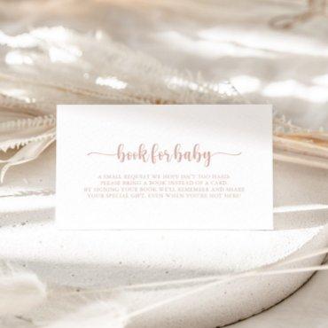 Rose Gold Calligraphy Baby Shower Book Request   Enclosure Card