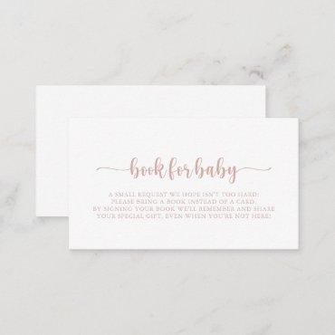 Rose Gold Calligraphy Baby Shower Book Request   Enclosure Card