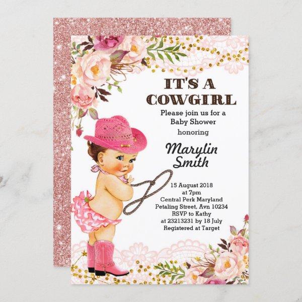 Rose Gold Cowgirl Baby Shower lace