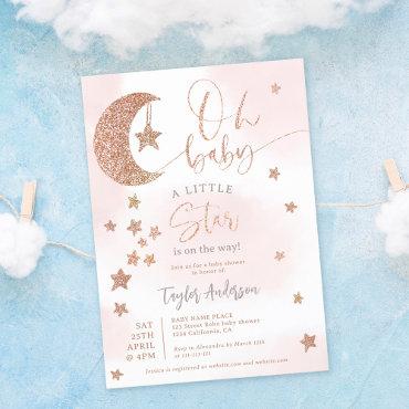 Rose gold glitter moon stars clouds oh