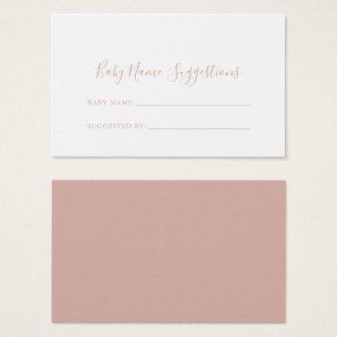Rose Gold Minimalist Baby Name Suggestions Card
